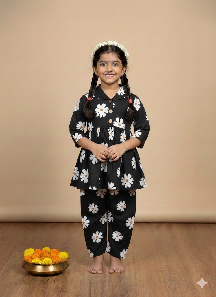 Black Floral Knot Cord Set