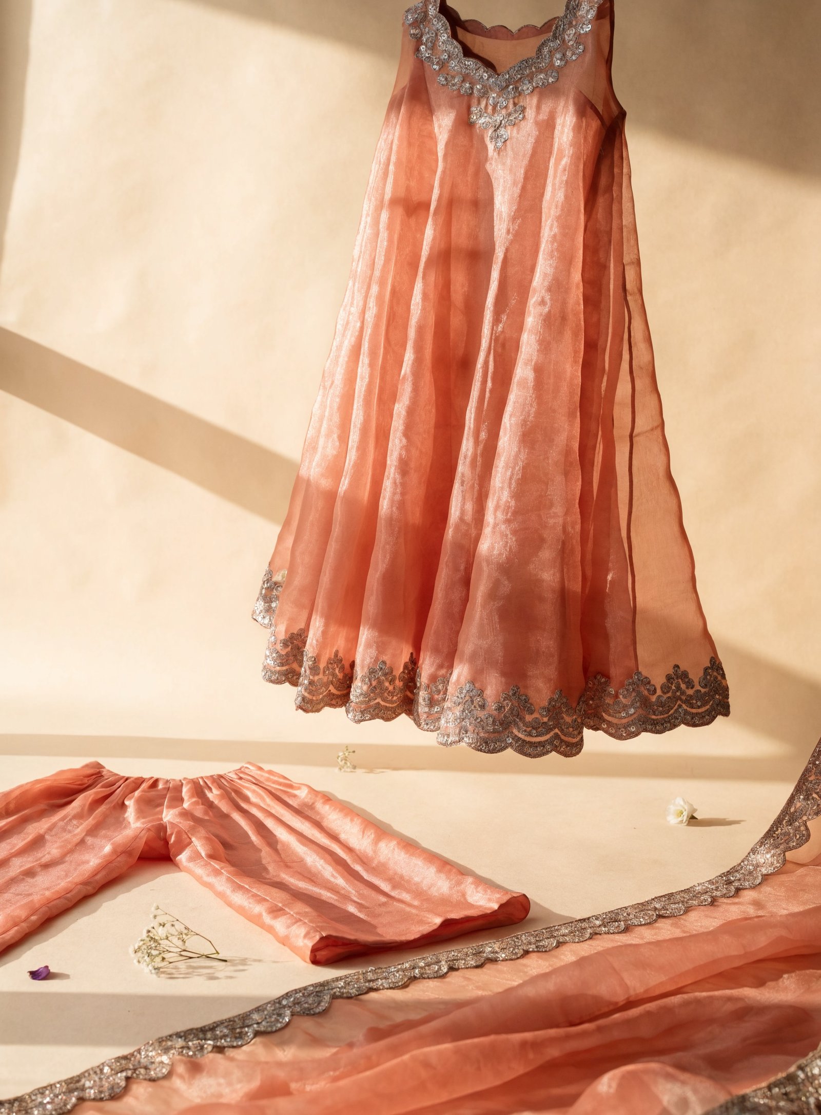 Zara Peach Anarkali Suit